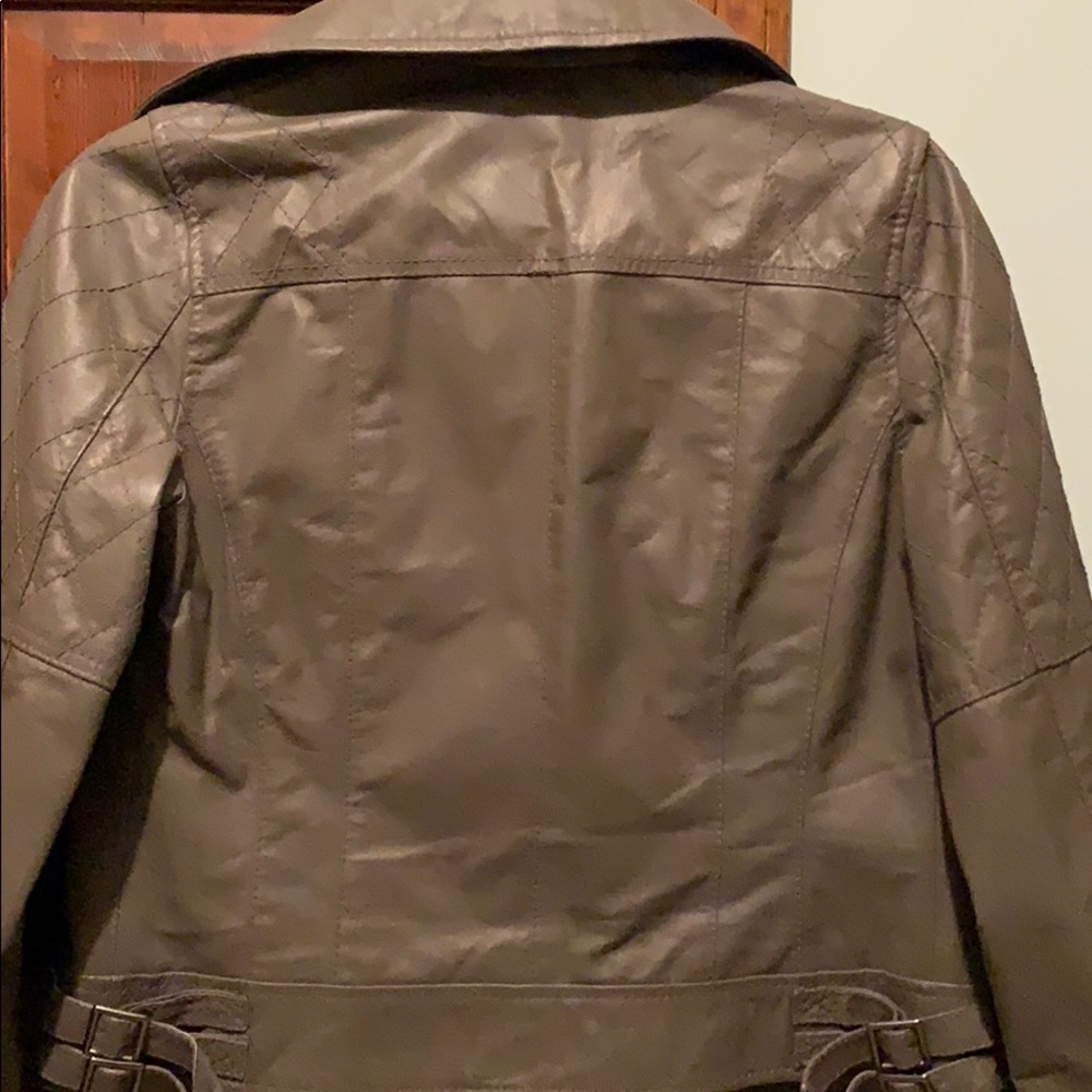 Grey Leather Jacket/ Practically New - image 7